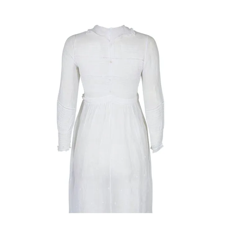 1910s White Cotton Muslin Tea Dress