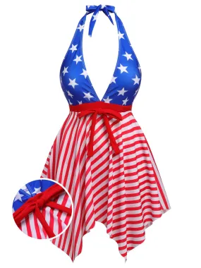 1950s Star Stripe Halter Swimsuit