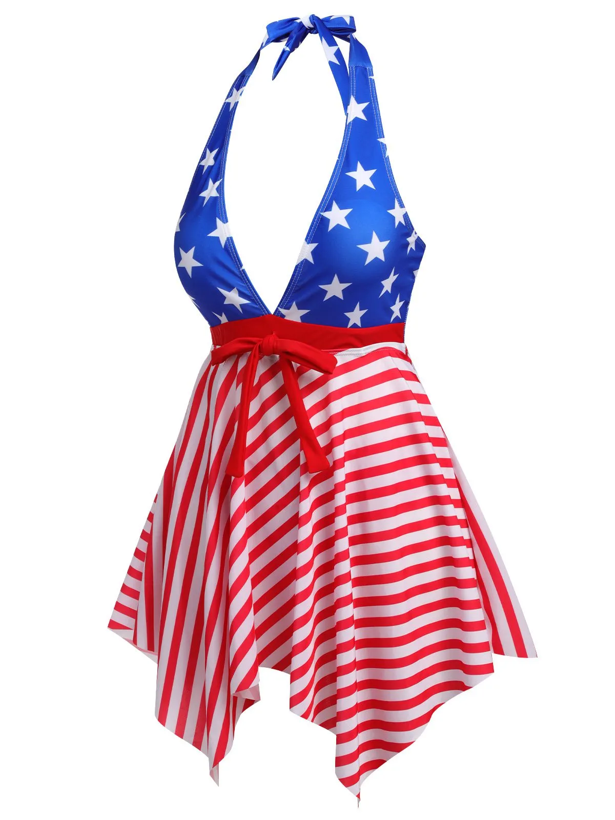 1950s Star Stripe Halter Swimsuit