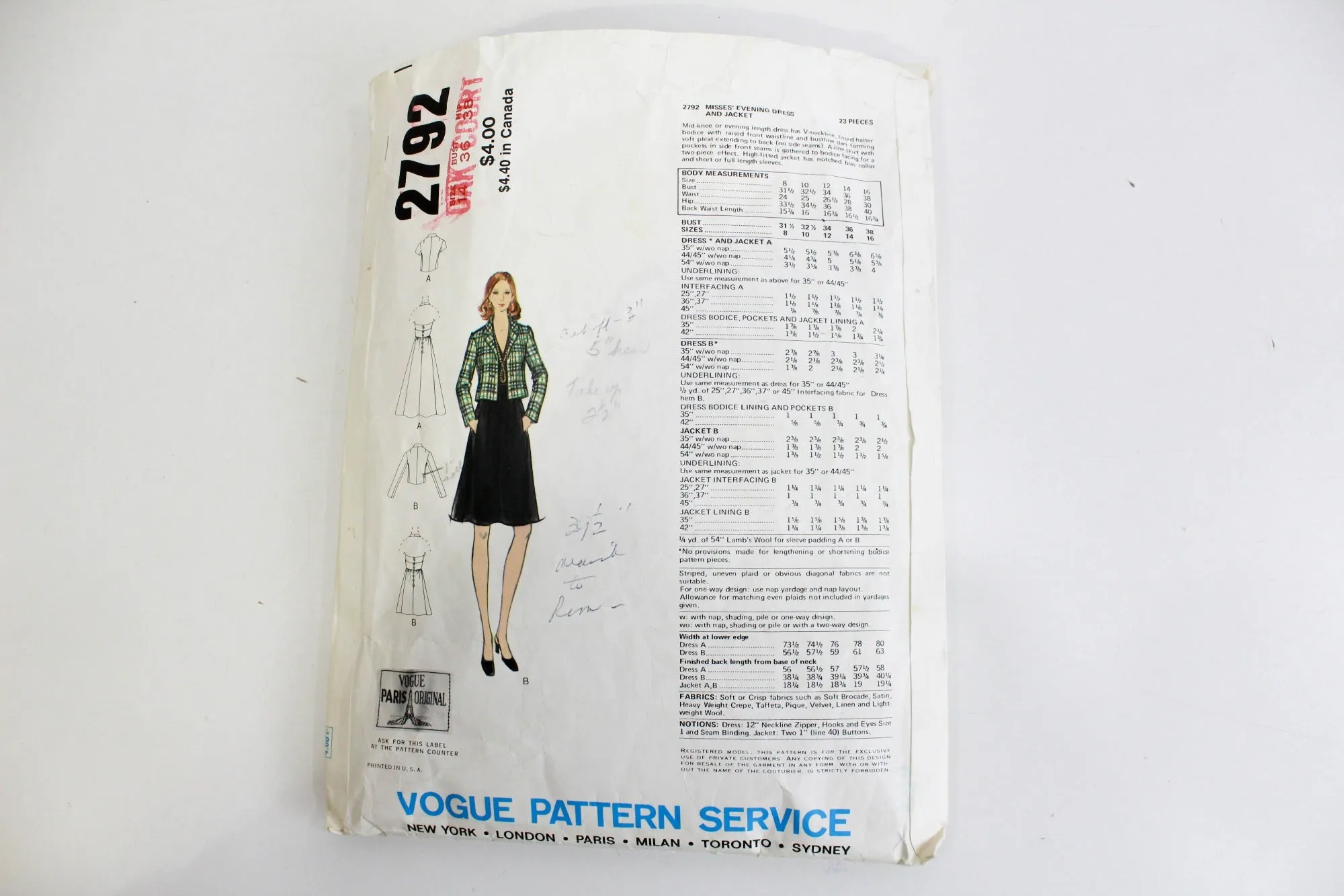 1970s Vogue Paris Designer 2792 Givenchy Sewing Pattern, Women's Dress