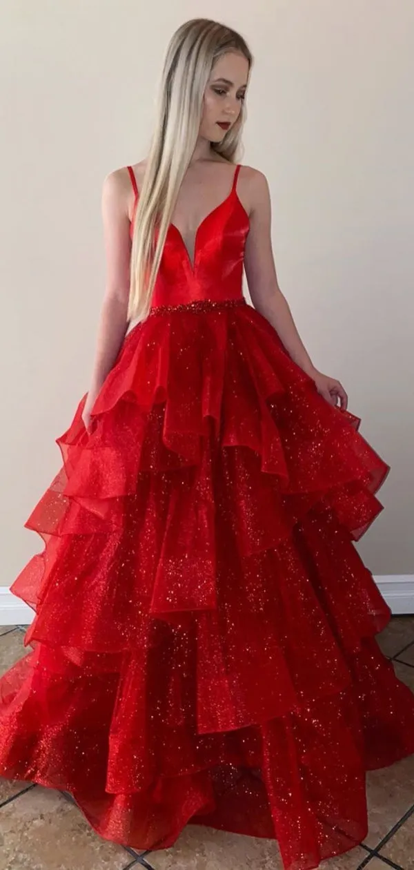 2020 Newest Prom Dresses, Fashion Fluffy Prom Dresses, A-line Long Prom Dresses