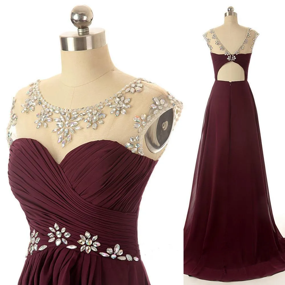 A Line Round Neck Maroon Prom Dress, Maroon Formal Dresses, Bridesmaid Dresses