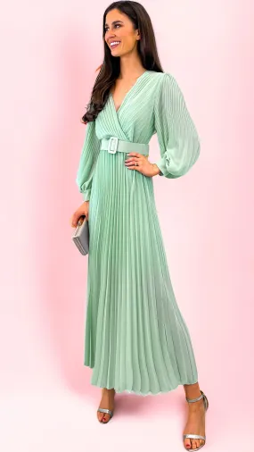 A1466 Callie Mint Pleat Dress