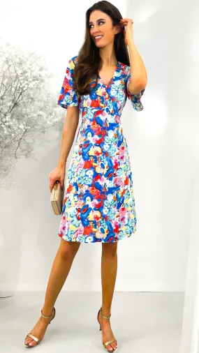 A1701 Nina Blue Print Dress