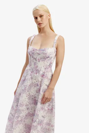 Adaline Broderie Midi Dress - Lilac Floral