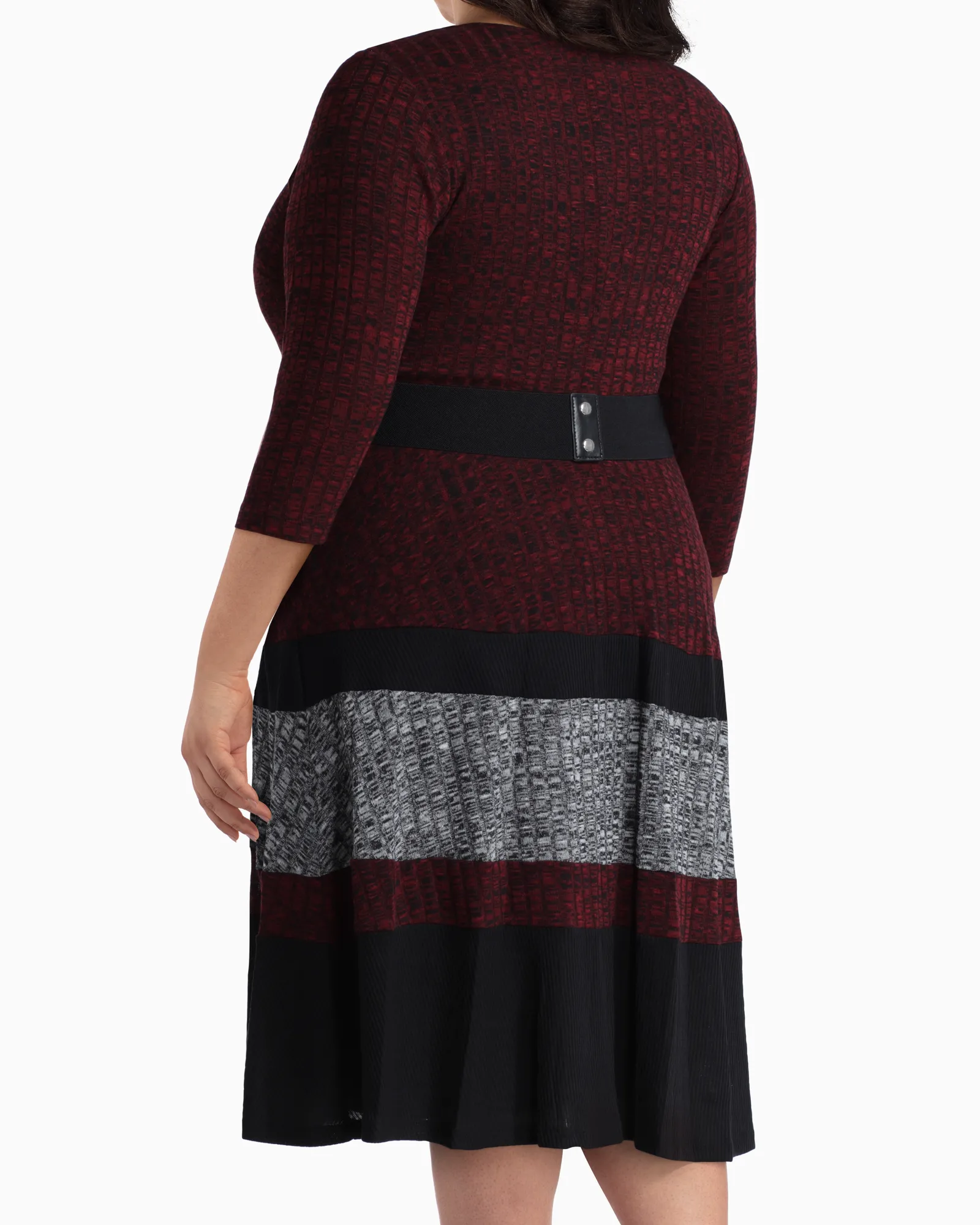 Akron Belted Sweater Dress | Red / Light Grey