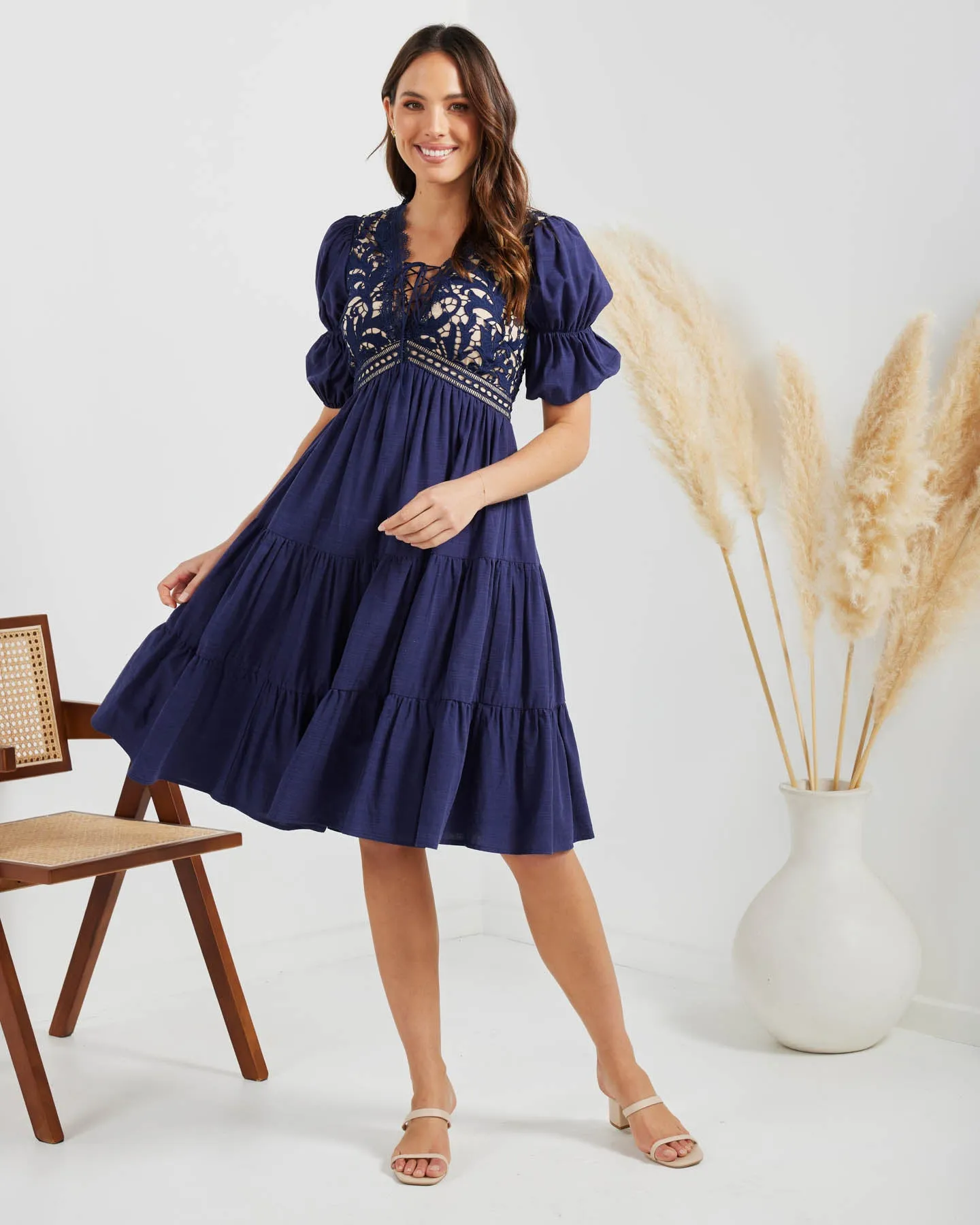 Alma Dress-Navy