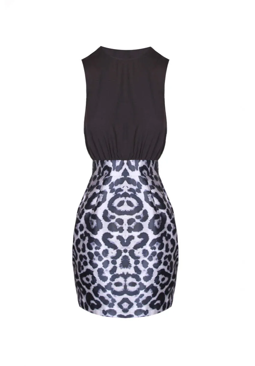 Animal Print 2 in 1 High Neck Dress