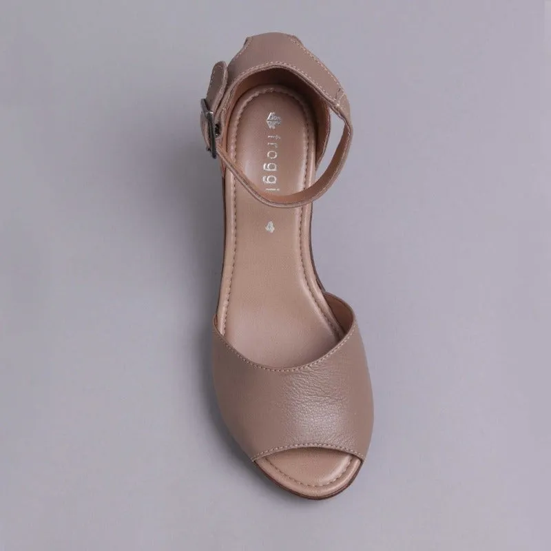 Ankle Strap Wedge Sandal in Stone - 12422