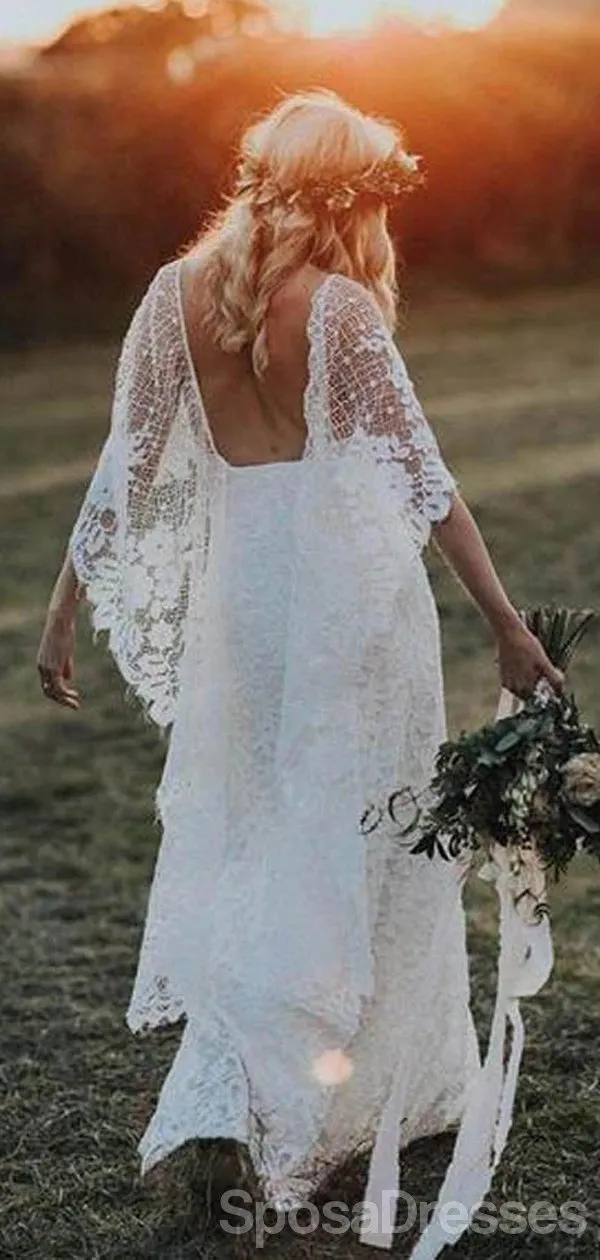 Backless Side Slit Lace Mermaid Cheap Wedding Dresses Online, Cheap Unique Bridal Dresses, WD588