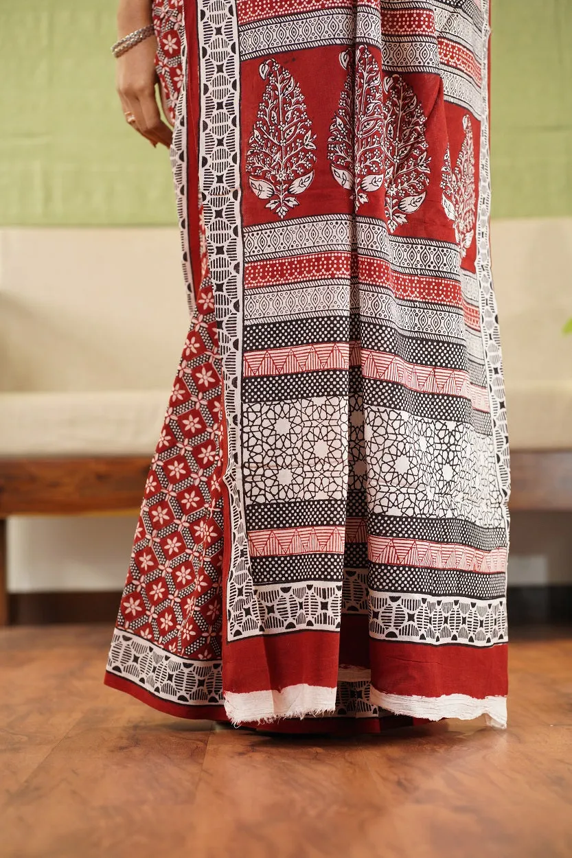 Bagh Hand Block Printed Cotton Saree