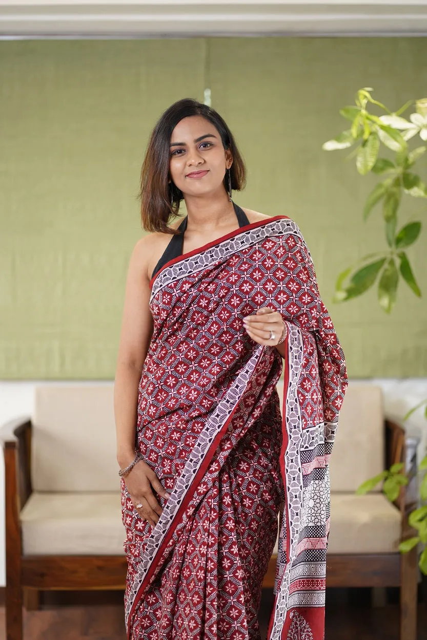 Bagh Hand Block Printed Cotton Saree