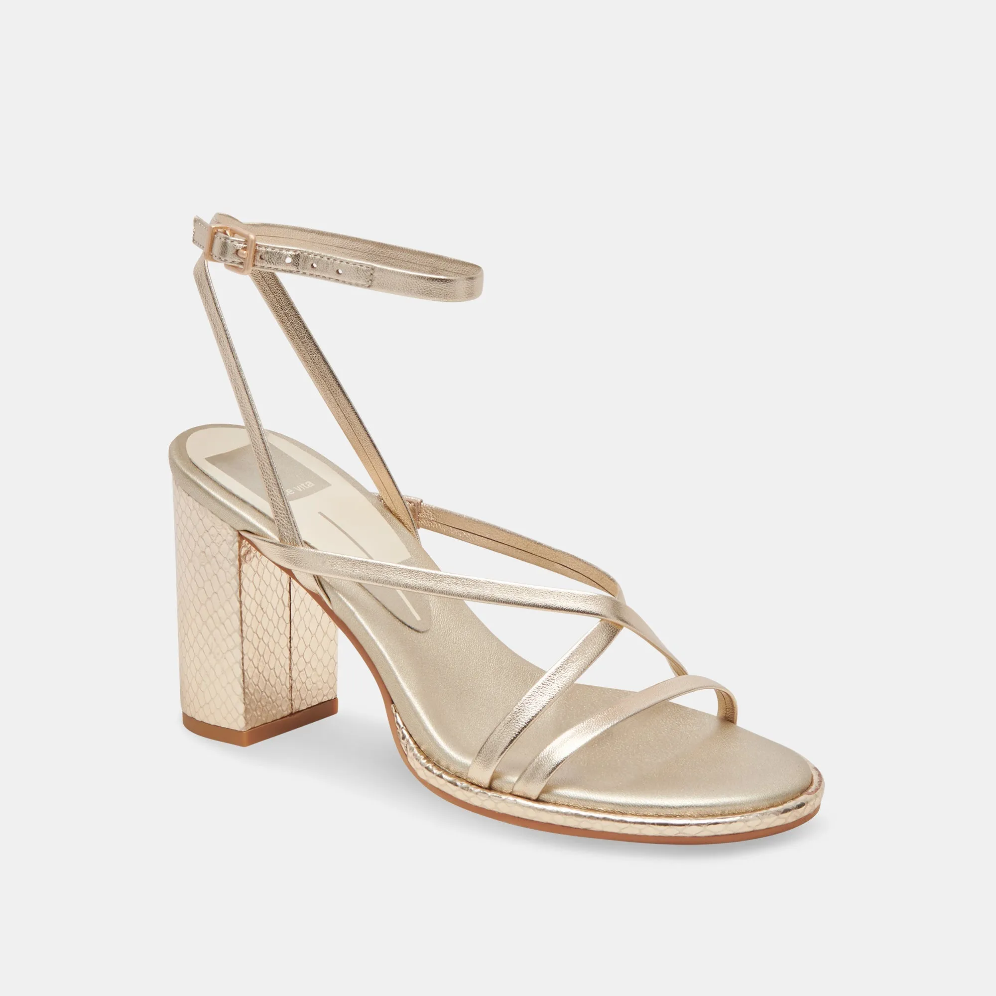 BARLY HEELS LIGHT GOLD METALLIC LEATHER - re:vita