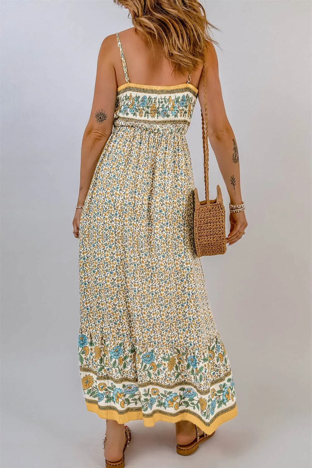 Bohemian Maxi Dress with Spaghetti Straps - Summer Beach Wedding Guest Dress for Women