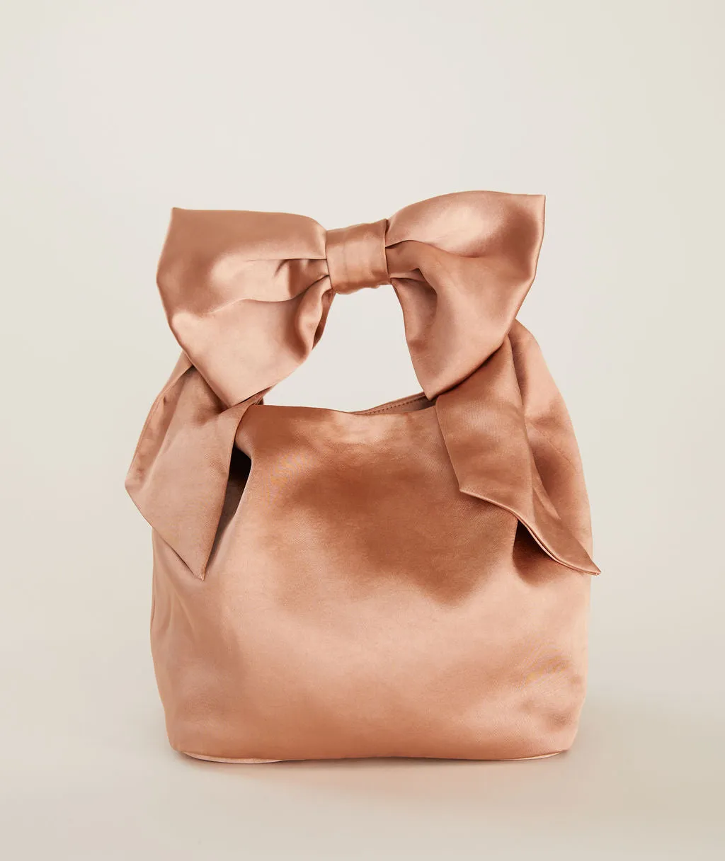 Bow Detail Satin Pouch Bag