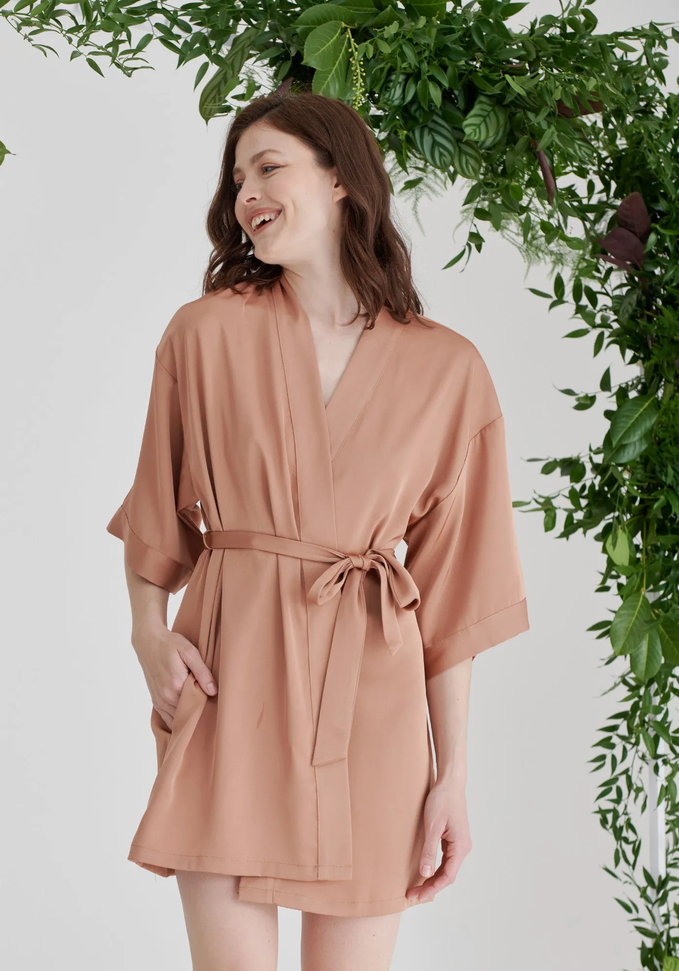 Bridesmaid Satin Robe - Almond