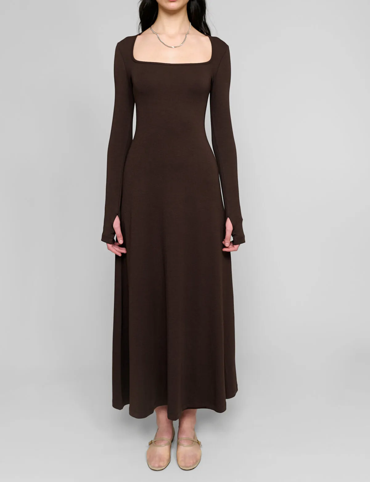 Brown Maxi Jersey Dress-BESTSELLER