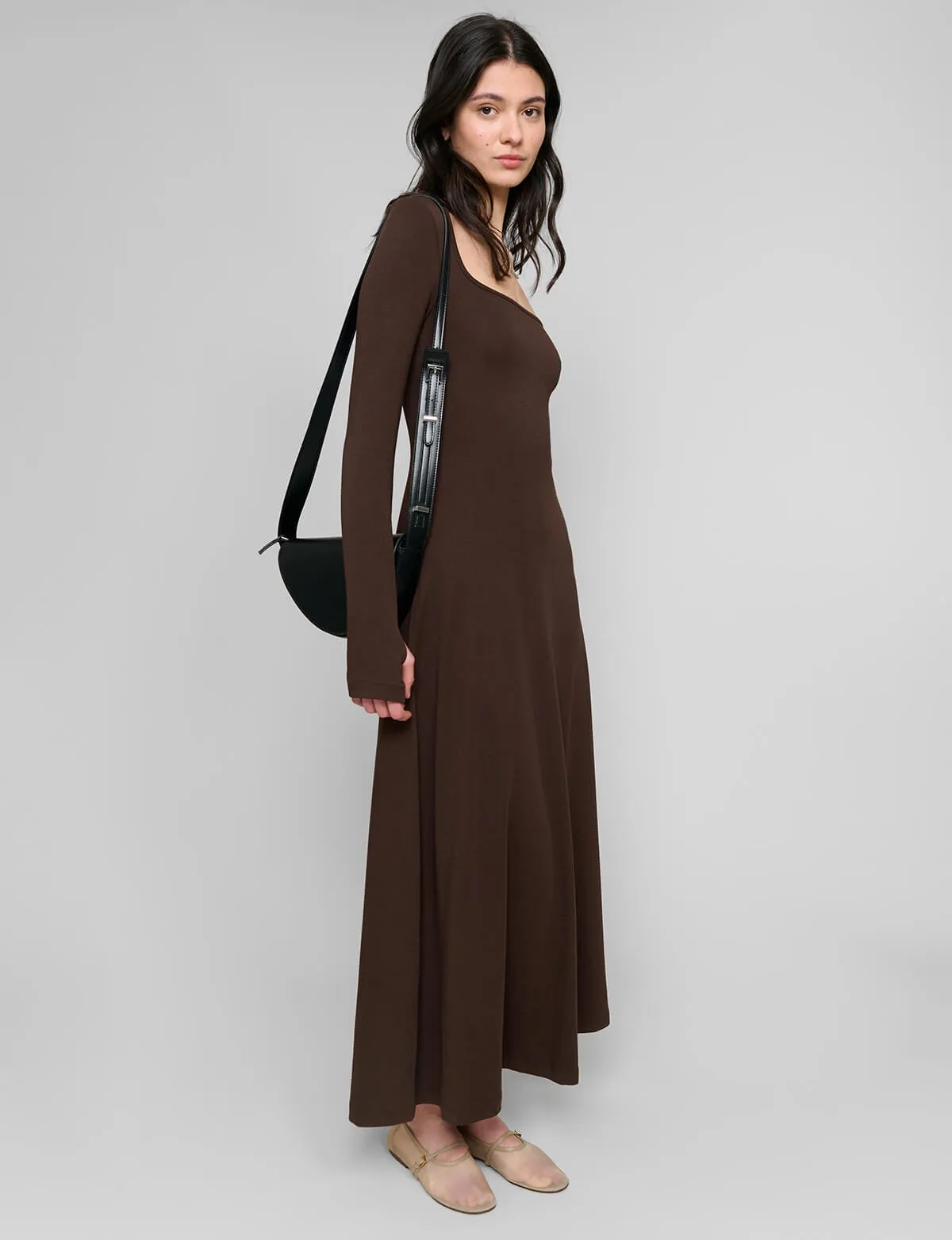 Brown Maxi Jersey Dress-BESTSELLER