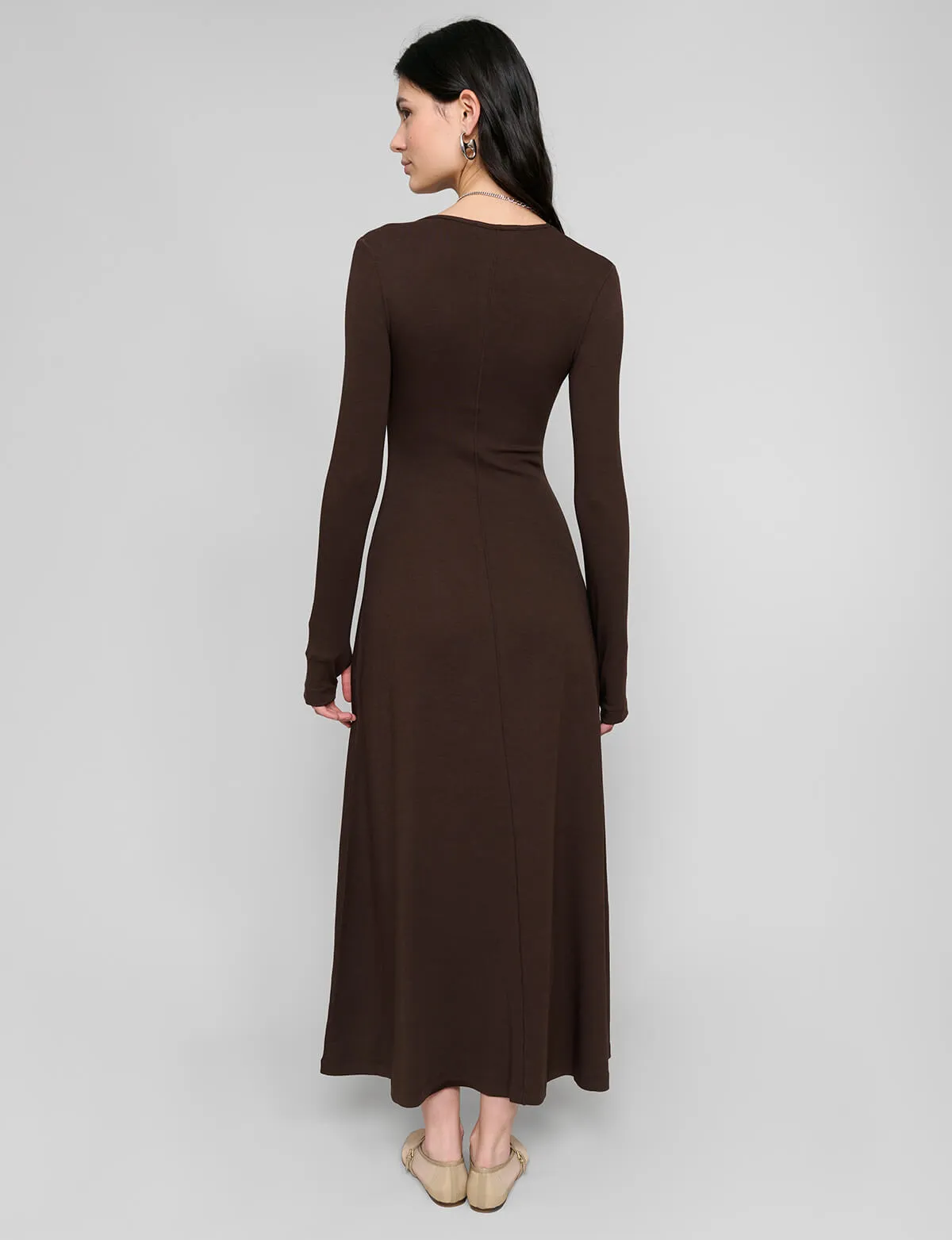 Brown Maxi Jersey Dress-BESTSELLER