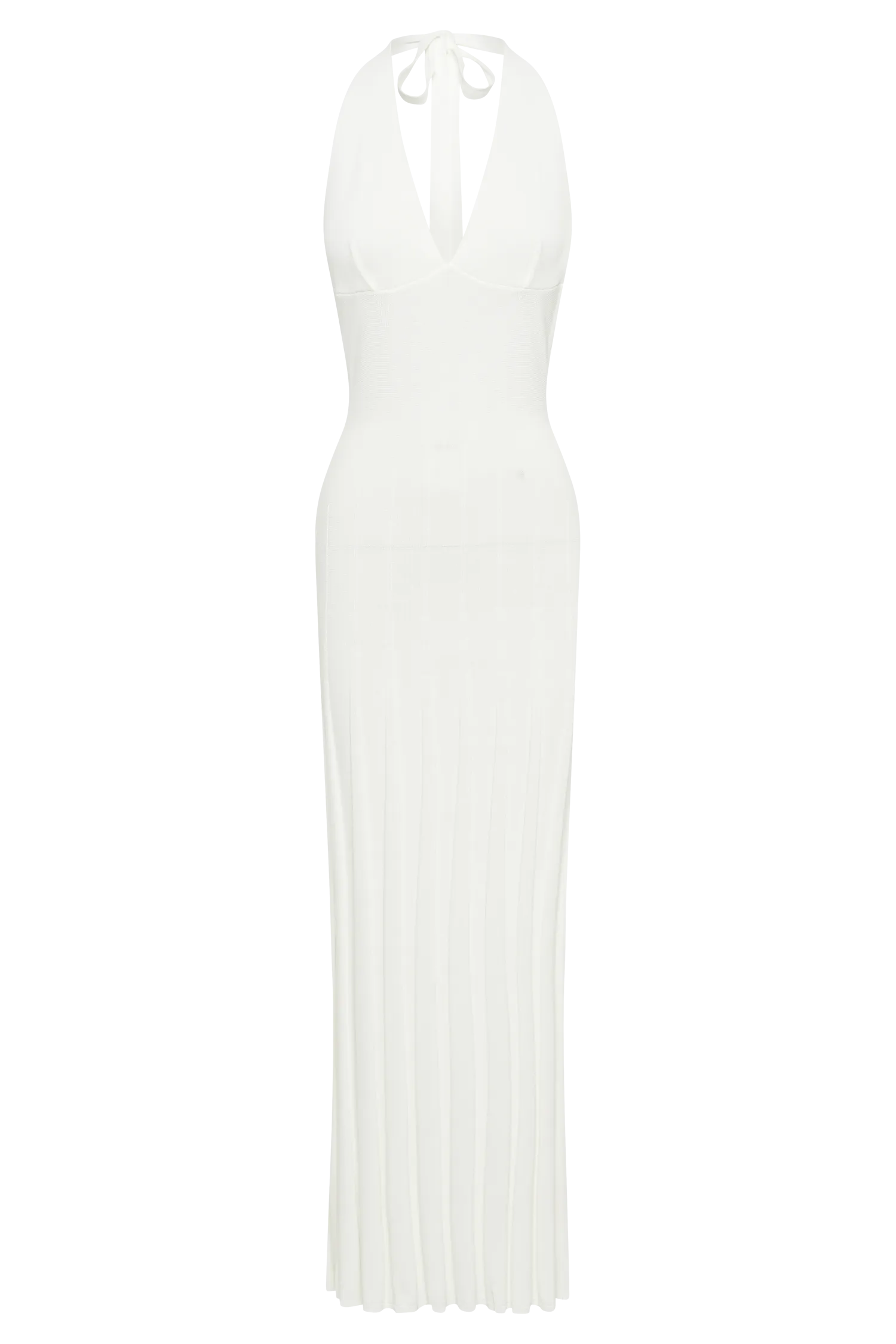 Caity Ribbed Halter Maxi Dress - White