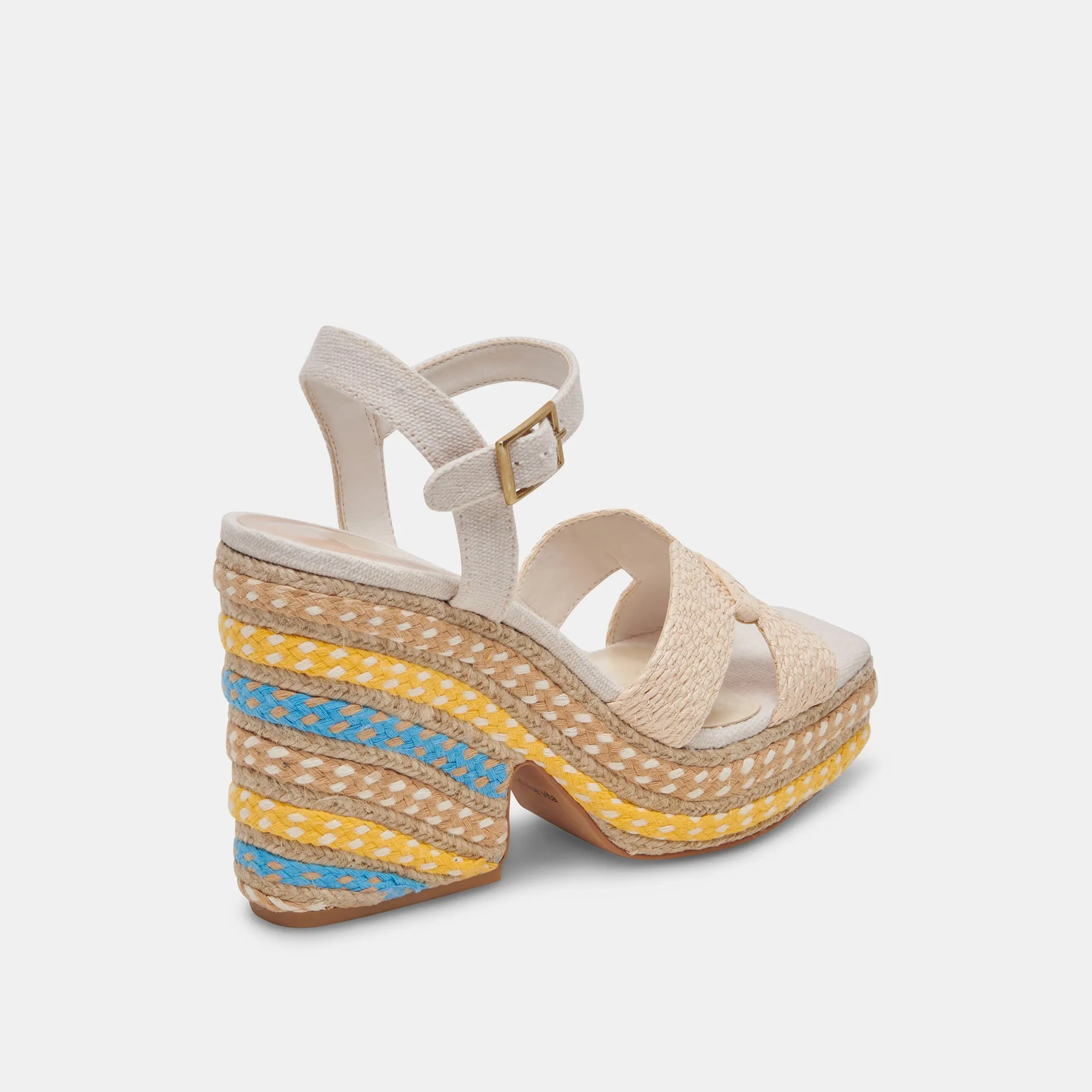 CALE HEELS CITRUS MULTI RAFFIA