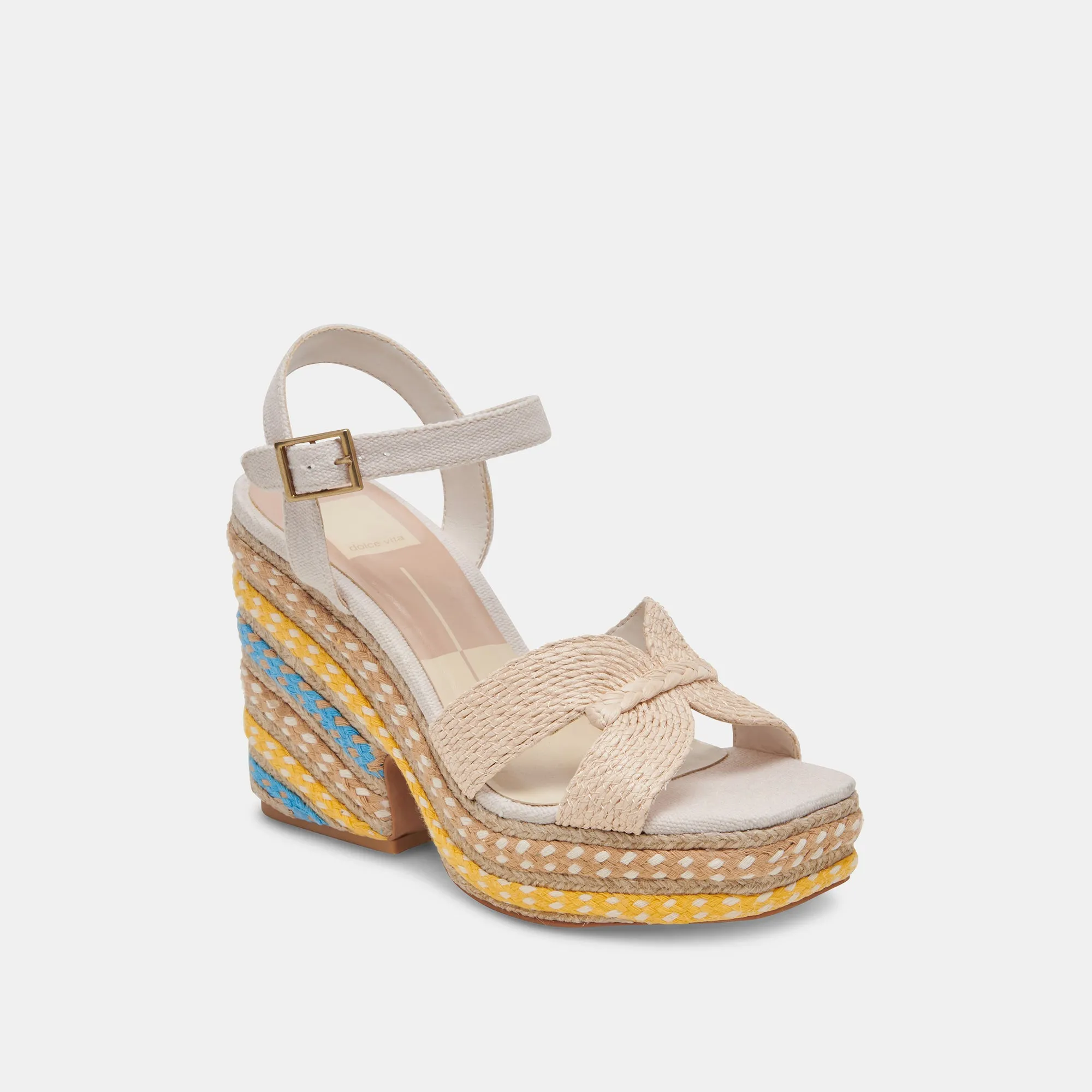 CALE HEELS CITRUS MULTI RAFFIA