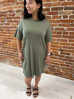 Cammy Soft Knit Shirt Dress in Olive - FINAL SALE