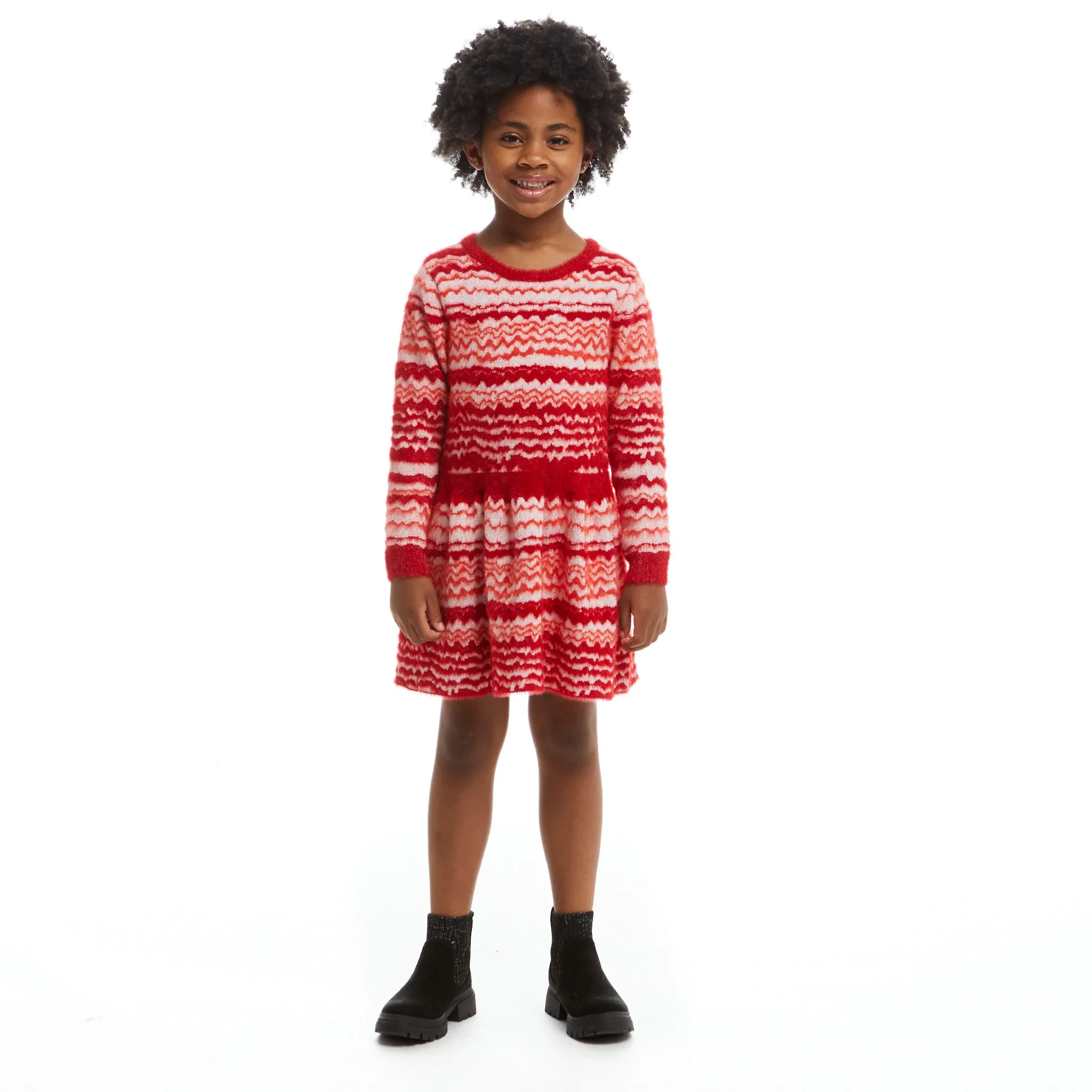 Candy Cane Knit Sweater Dress | Red