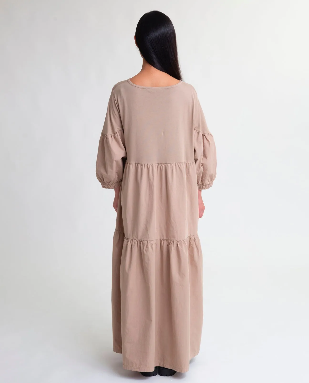 Celeste Organic Cotton Dress In Light Taupe