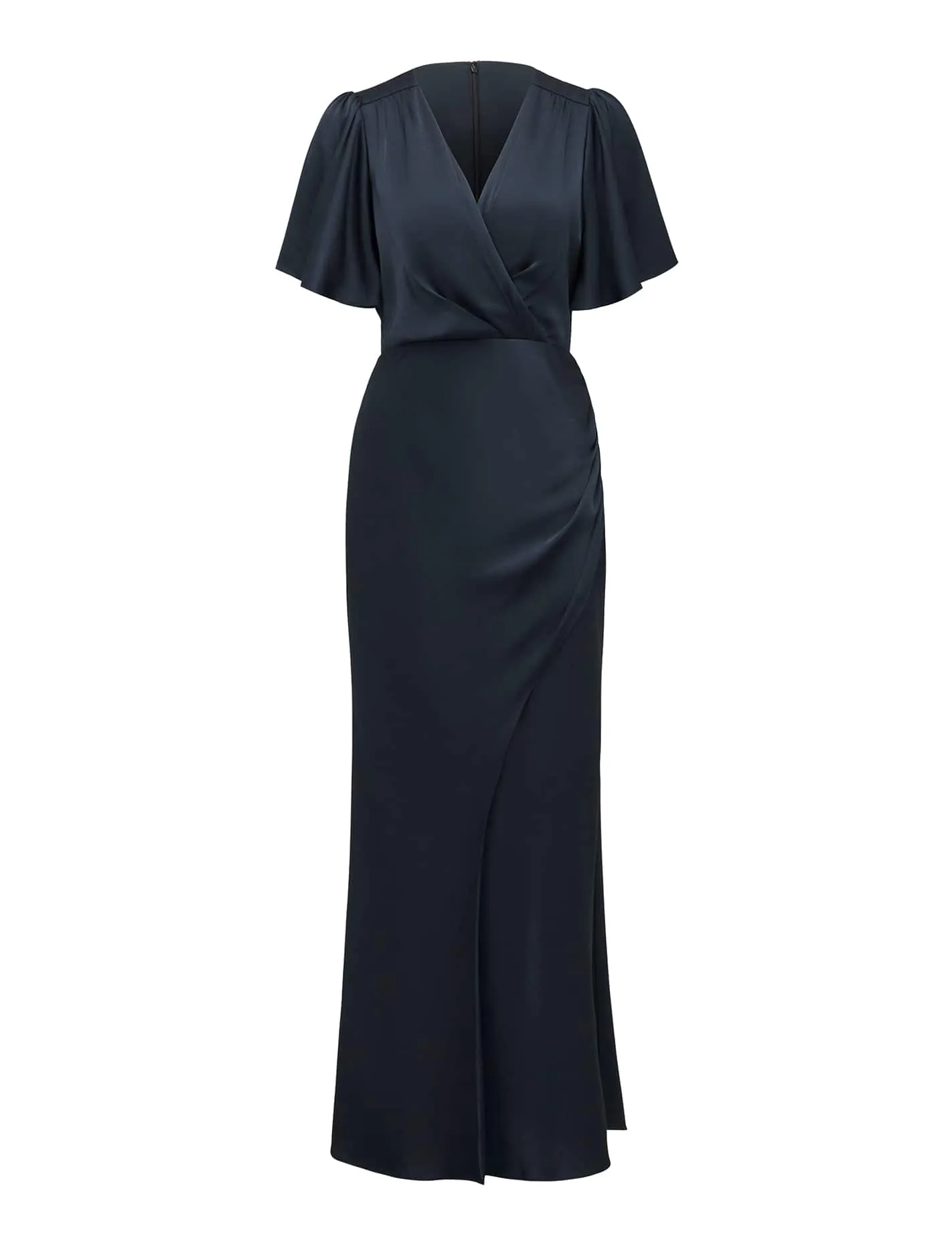 Chelsea Petite Flutter Sleeve Satin Maxi Dress