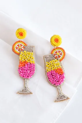 COCKTAIL GLASS BEADED EARRINGS