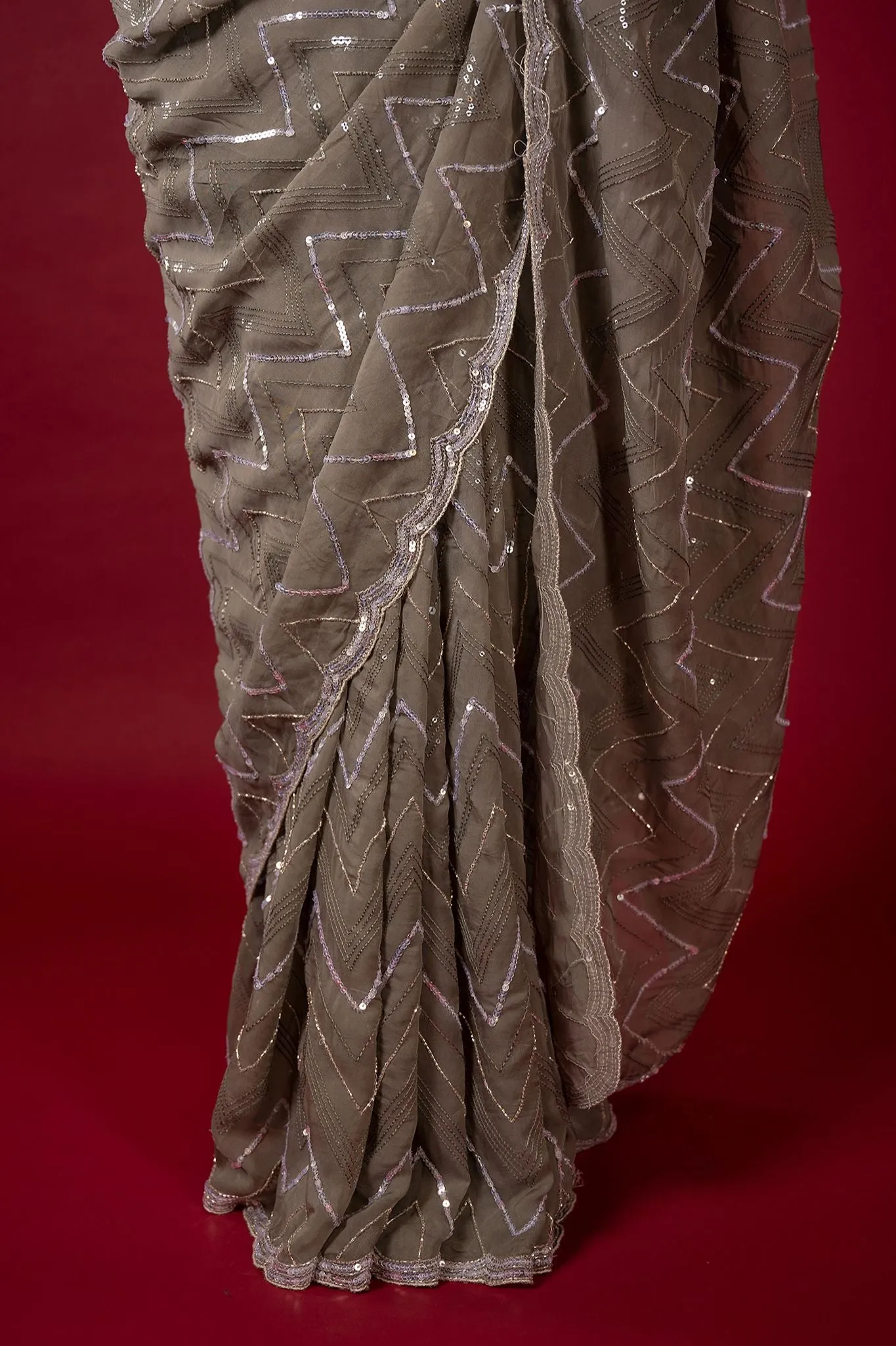 Cocktail Silver Saree