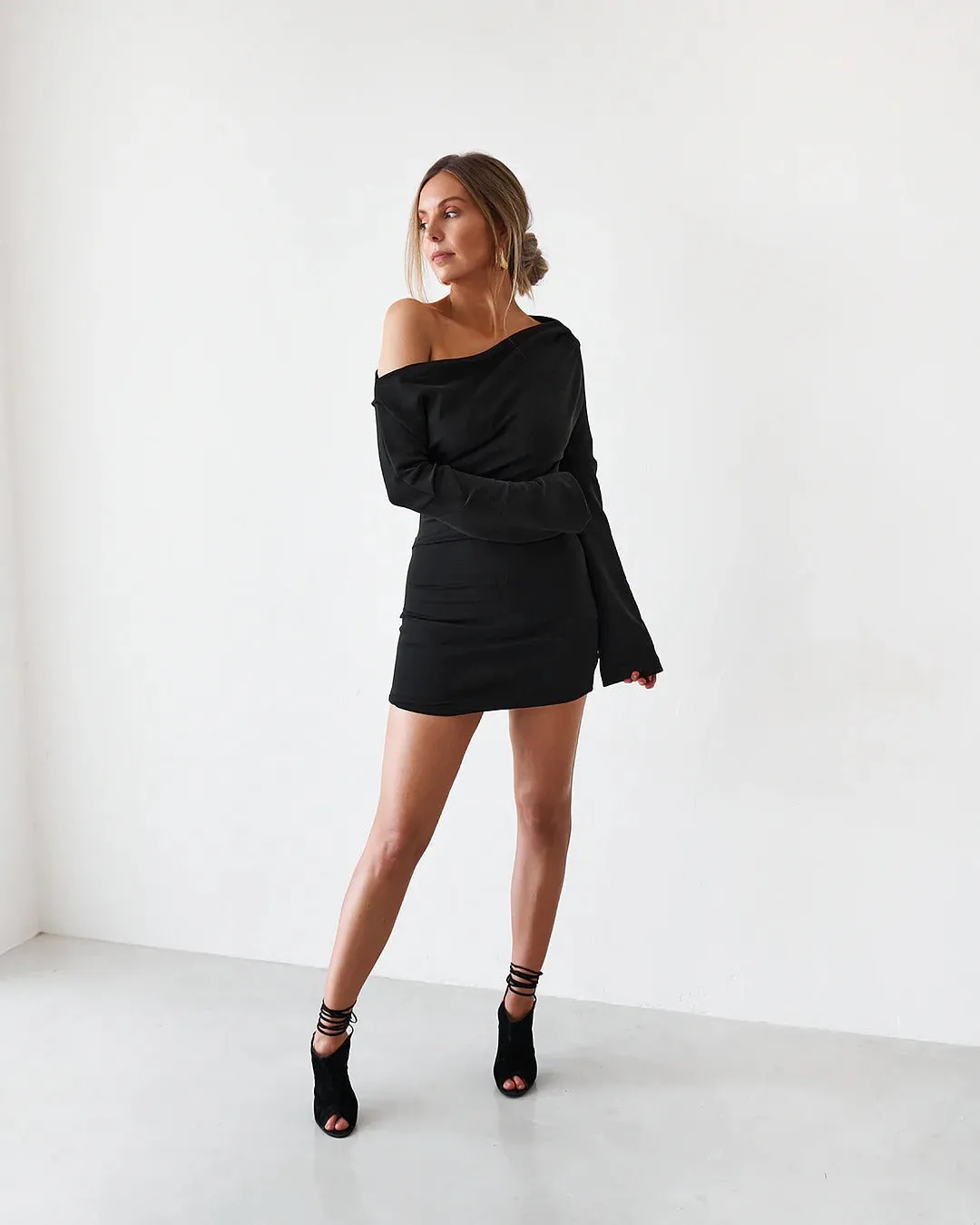 Cupro Mini Dress - Black