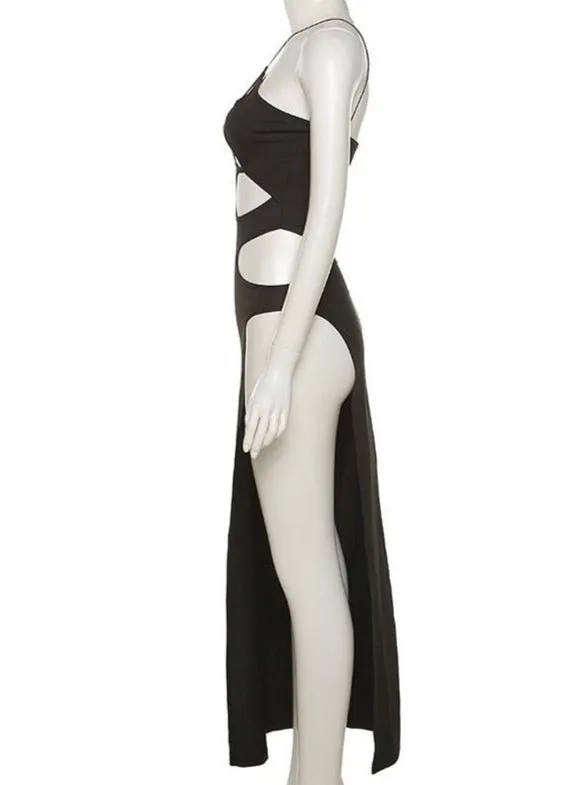 Cut Out Side Slit Maxi Party Dress