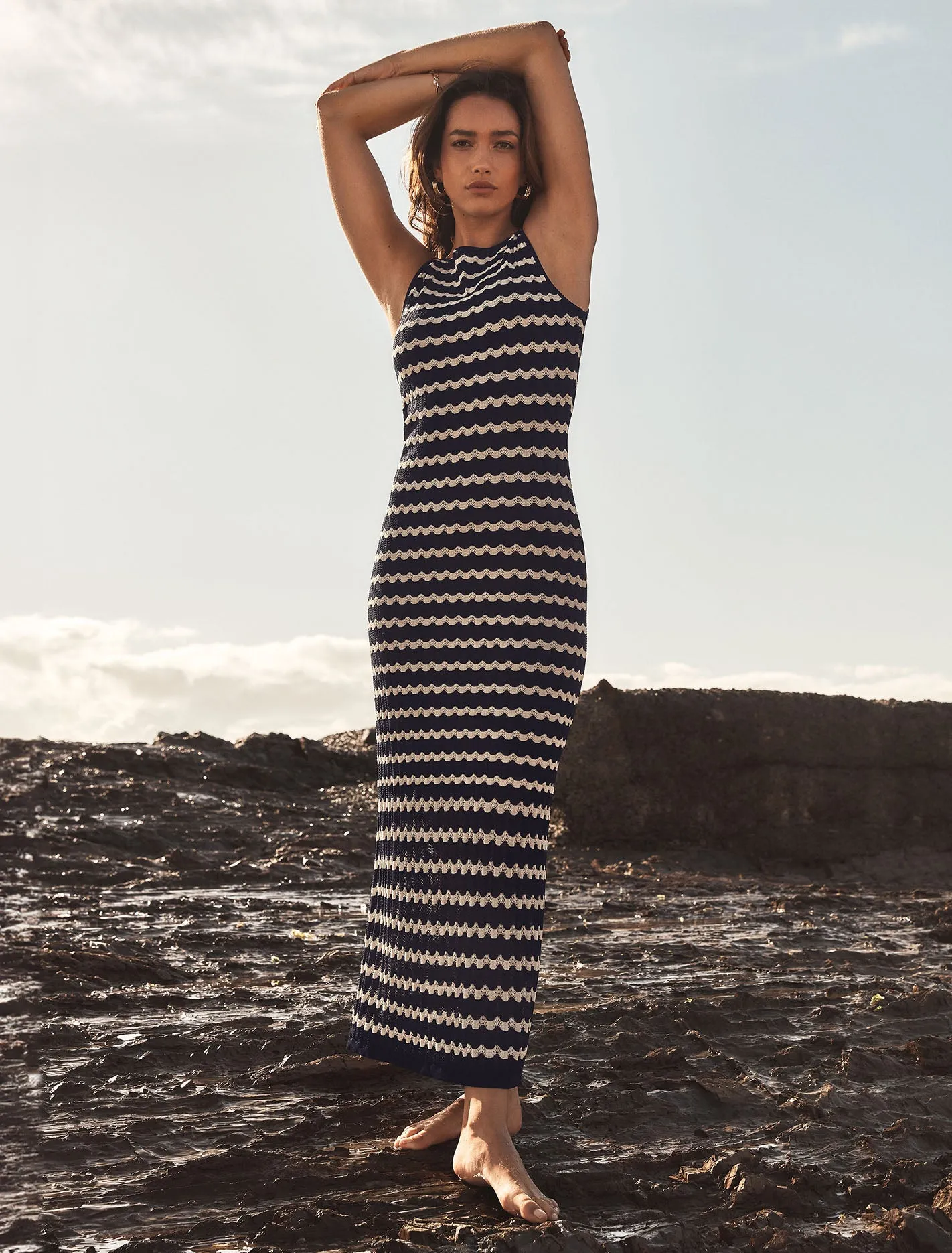 Elora Wave Striped Knit Dress