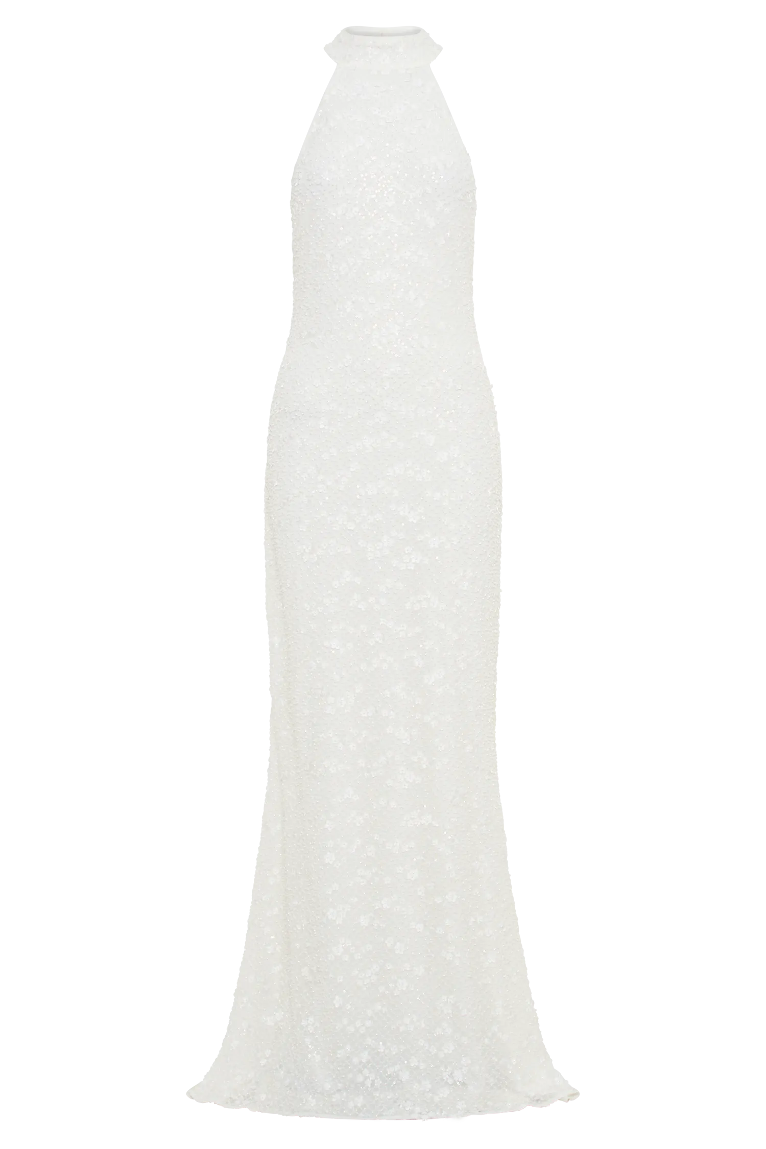 Emery Lace Halter Maxi Dress - White