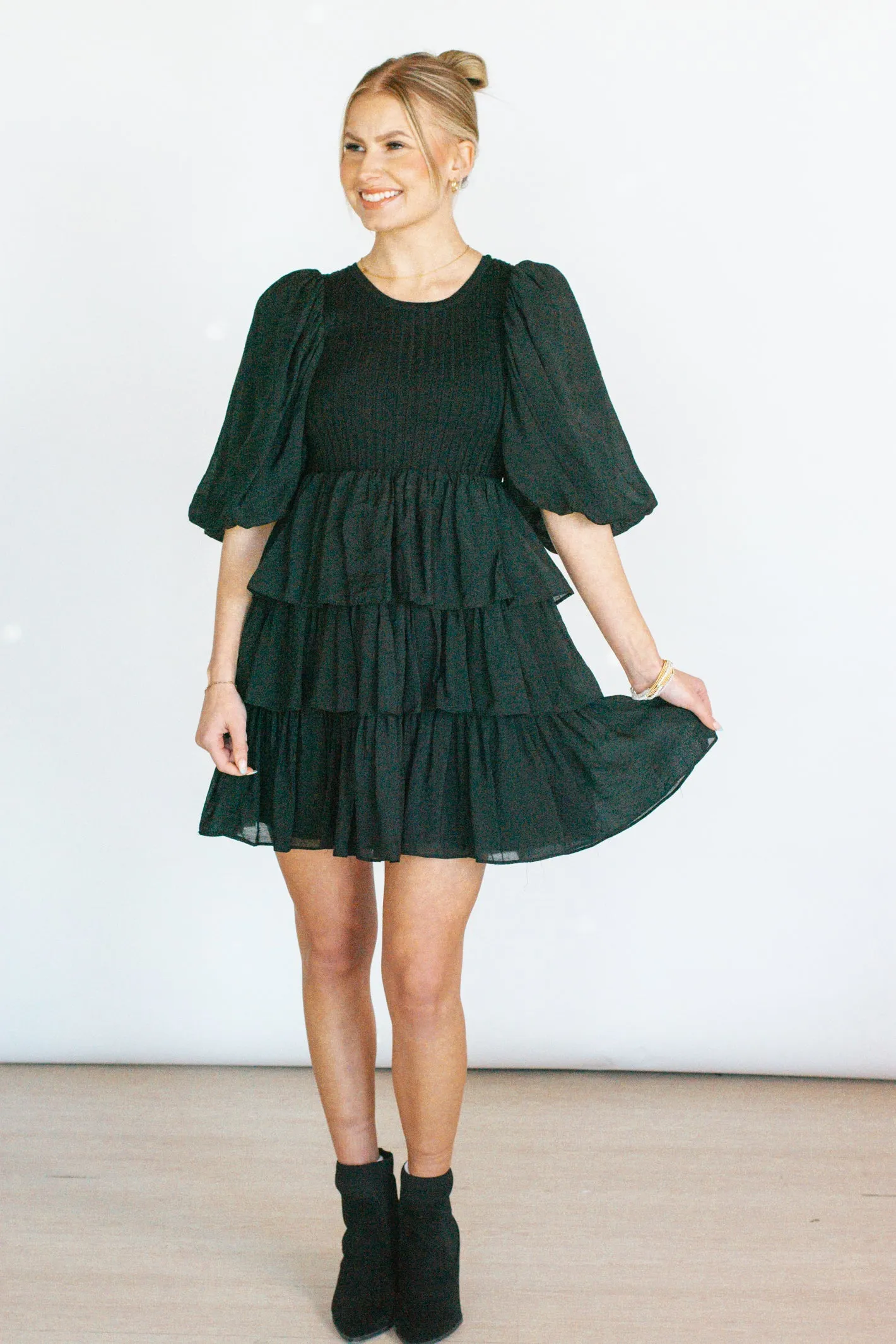 Enchanting Touch Black Tiered Dress