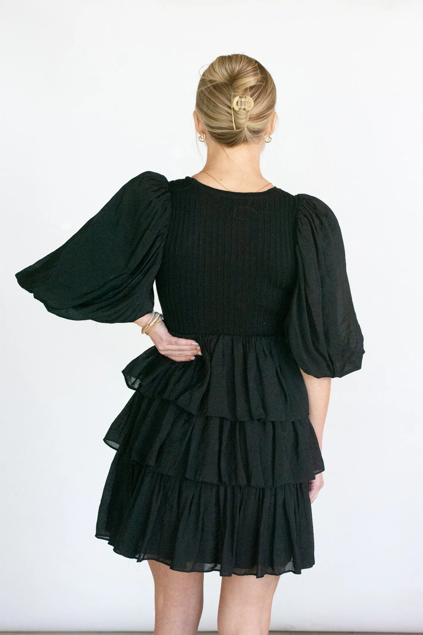 Enchanting Touch Black Tiered Dress