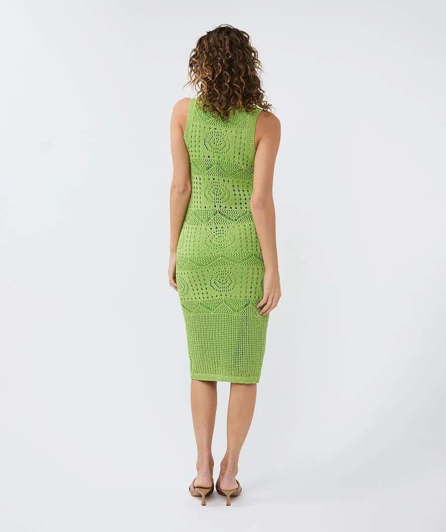 Esqualo Ajour Knit Dress in Kiwi Green