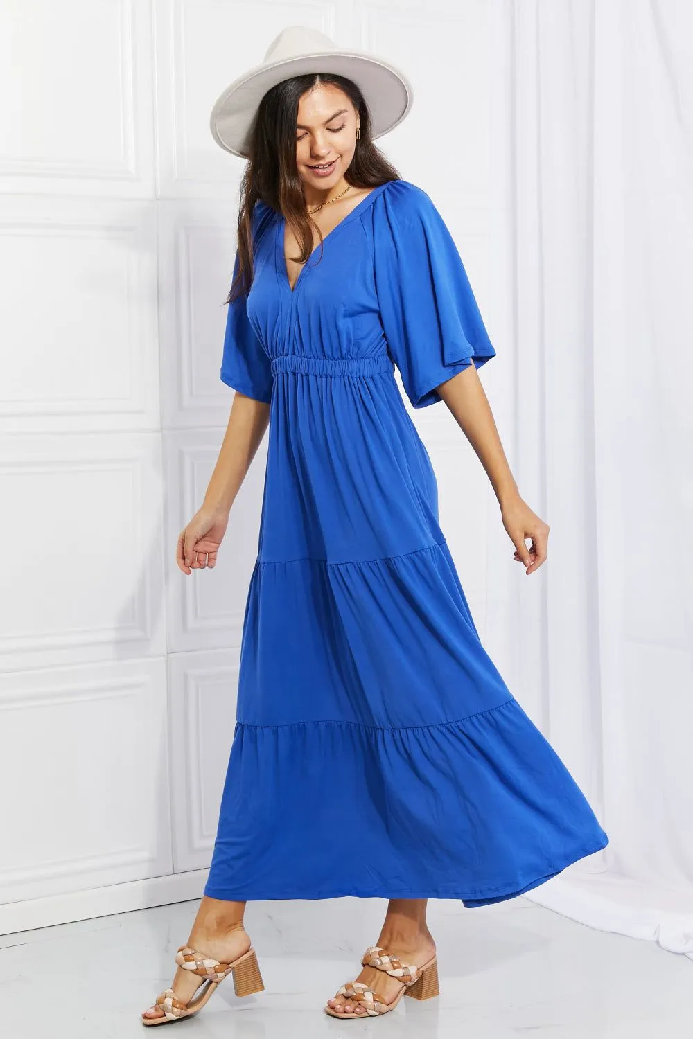 Flare Sleeve Tiered Maxi Dress