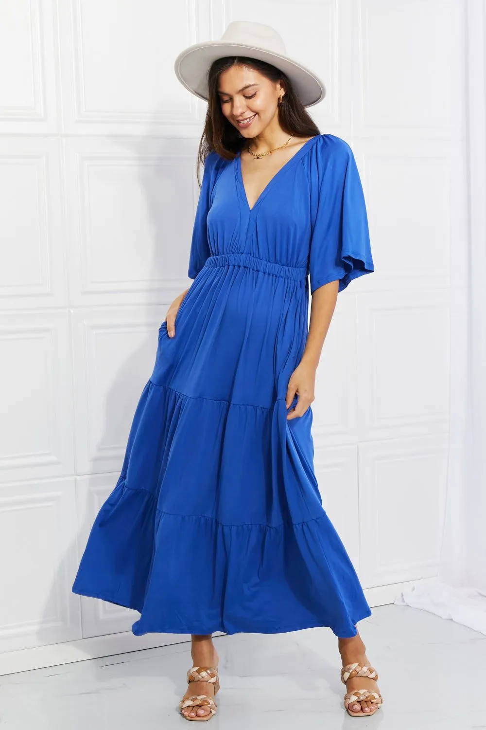 Flare Sleeve Tiered Maxi Dress