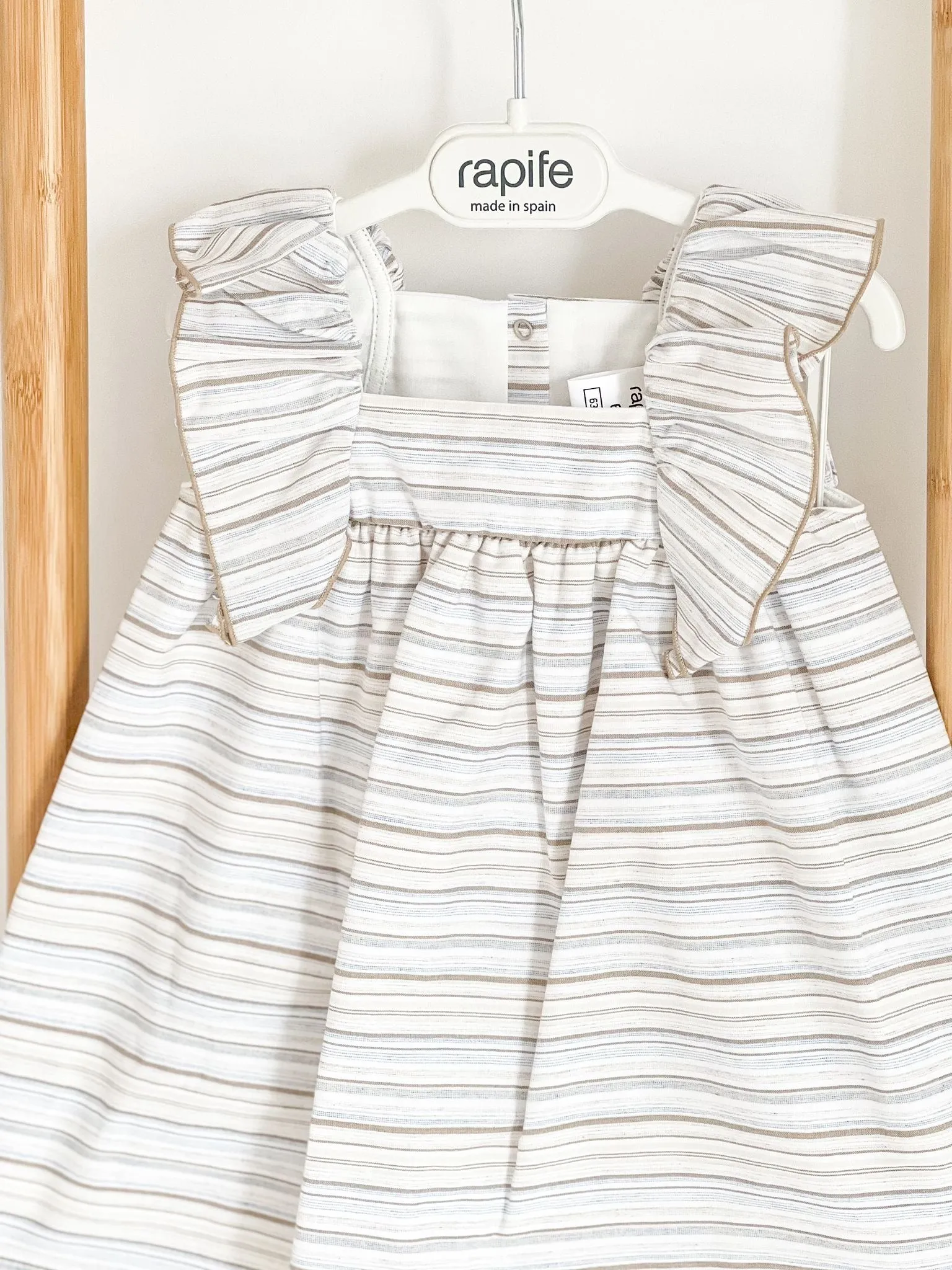 Girls Rapife Blue and Camel Stripe Dress