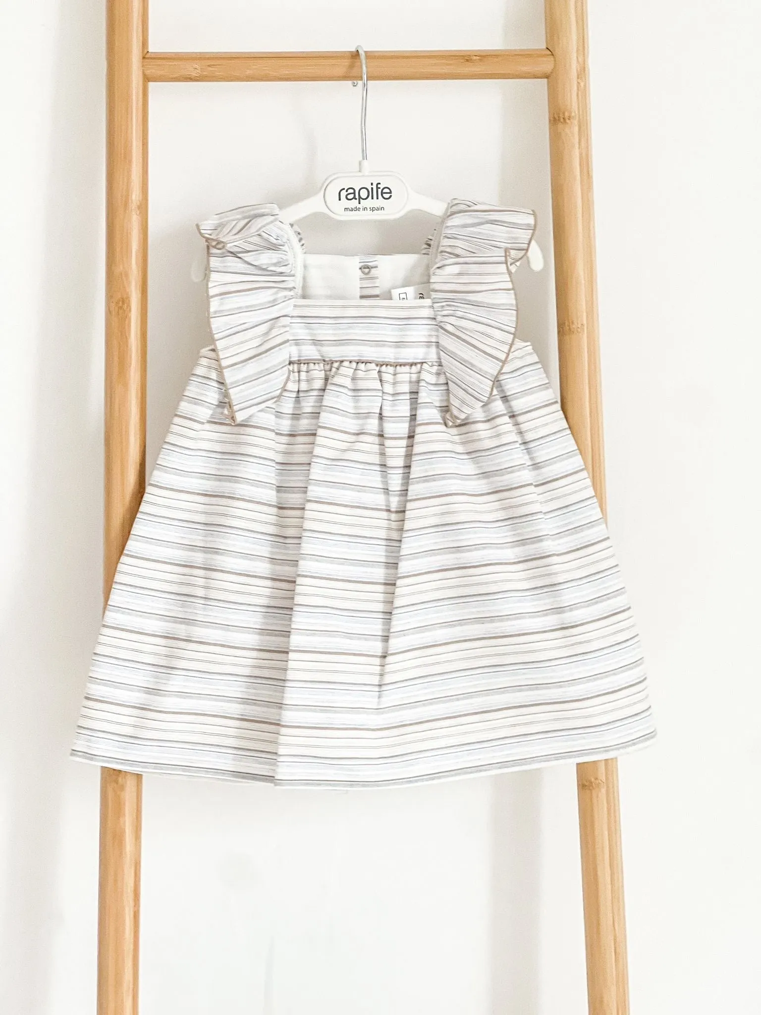 Girls Rapife Blue and Camel Stripe Dress