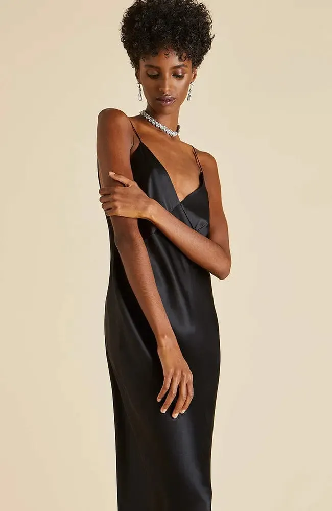 Issa Jet Black Silk Slip Dress