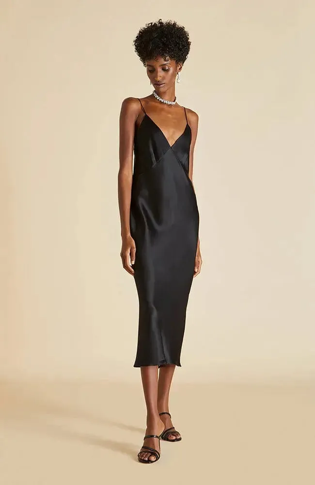 Issa Jet Black Silk Slip Dress