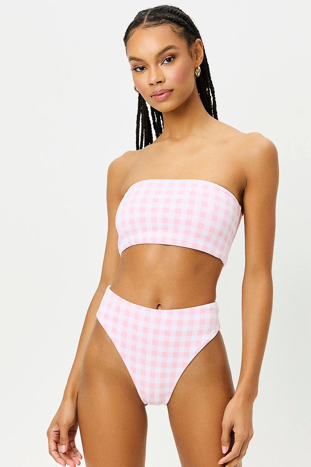 Jenna Bandeau Bikini Top - Pink Picnic