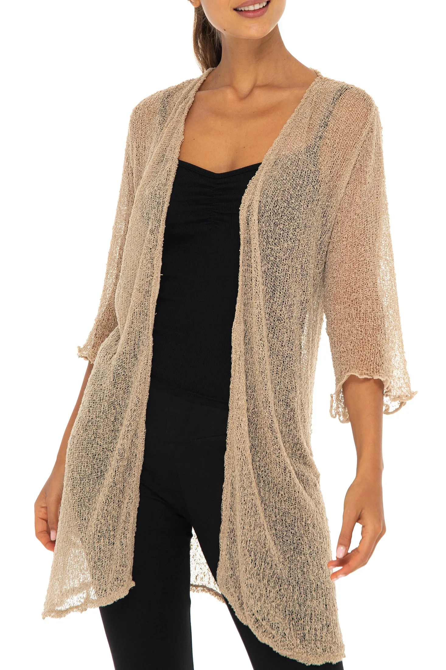 Long Open Front Kimono Jacket Shrug