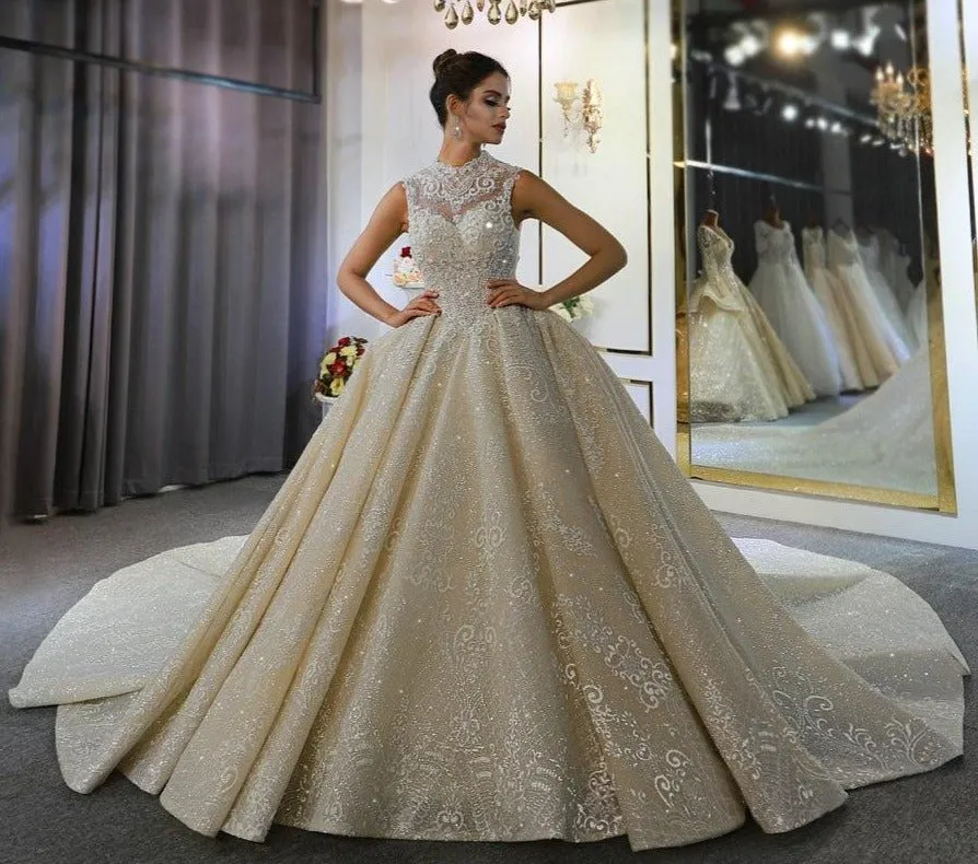 Luxury Full Beading Lace Wedding Dress