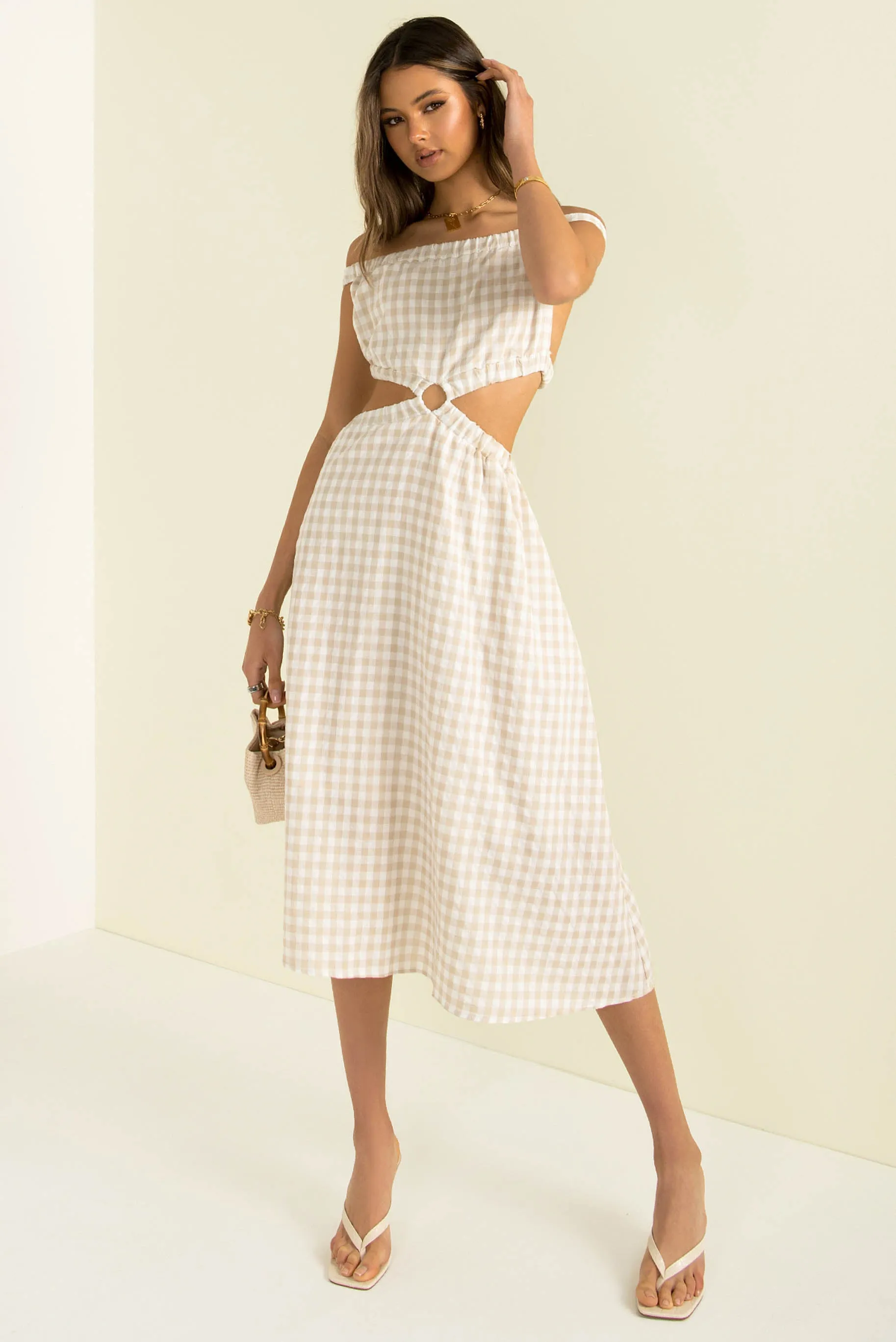 Marbella Dress / Beige Check