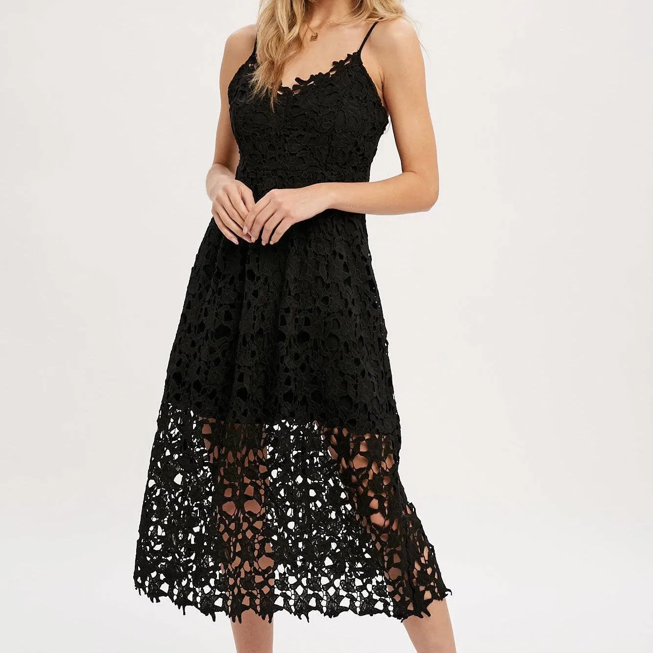 Marybeth Crochet Dress BLACK